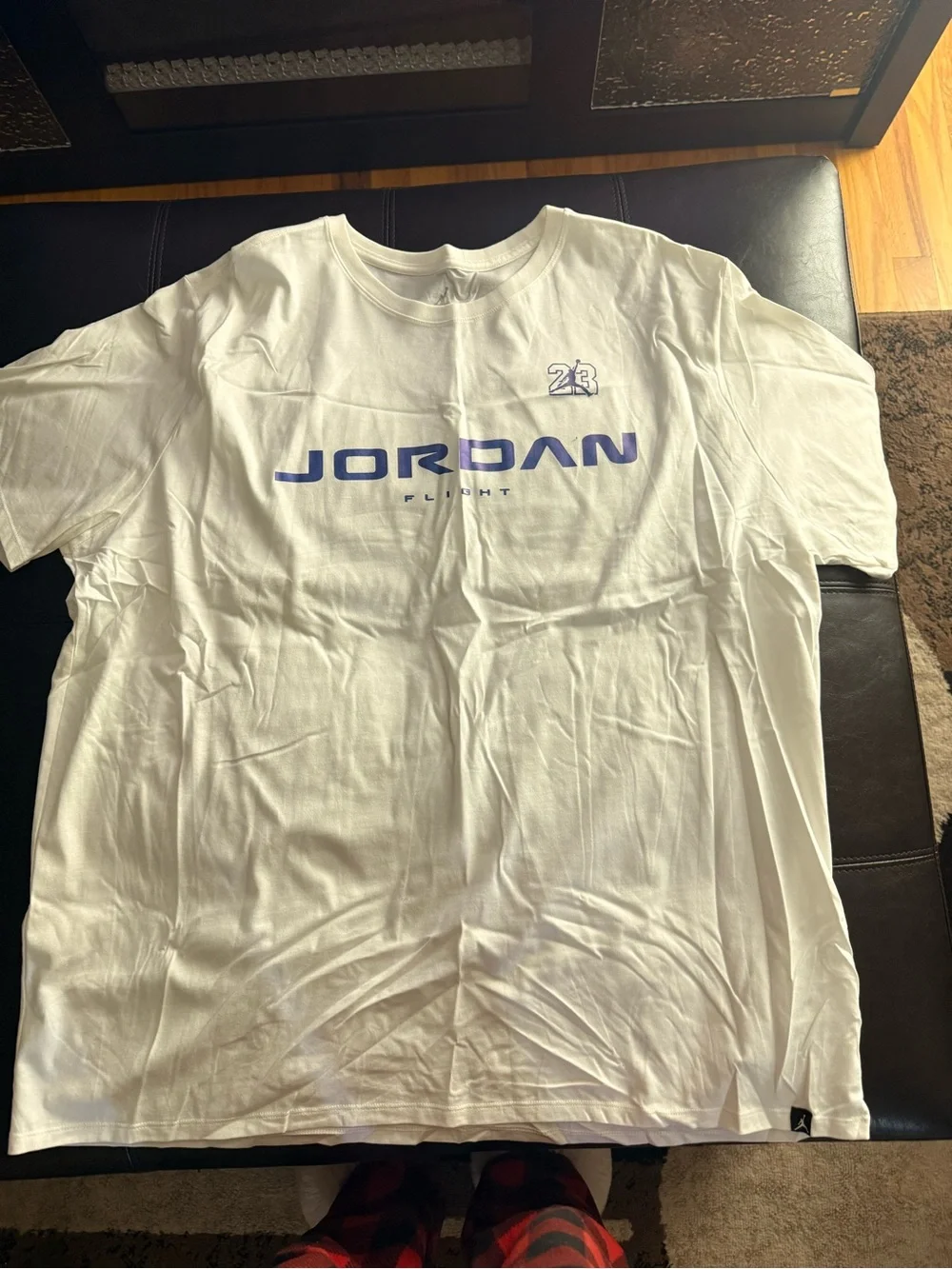 Jordan White Short Sleeve T-Shirt with Blue Logo